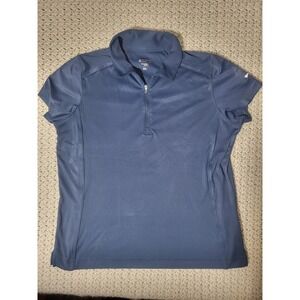 Slazenger Golf Women Navy Blue Quarter Zip Short Sleeve Polo Shirt Size Small